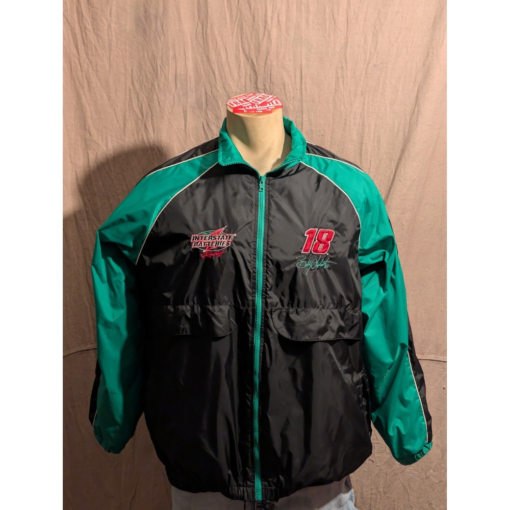 Winners Circle NASCAR Jacket Mens Medium Green Black Bobby Labonte 18 Racing